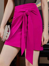 Load image into Gallery viewer, High Waist Tie Front Mini Skirt