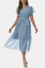 Load image into Gallery viewer, Surplice Neck Flutter Sleeve Tied Dress