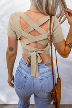 Load image into Gallery viewer, Lace-Up Square Neck Crop Top