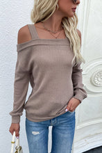 Load image into Gallery viewer, Cold Shoulder Rib-Knit Sweater