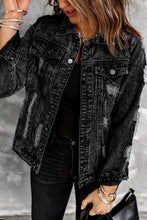 Load image into Gallery viewer, Acid Wash Distressed Denim Jacket