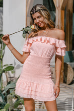 Load image into Gallery viewer, Smocked Layered Off-Shoulder Mini Dress