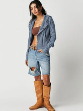 Load image into Gallery viewer, Waffle-Knit Dropped Shoulder Hooded Jacket