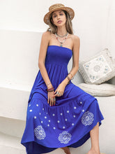 Load image into Gallery viewer, Smocked Printed Tube Midi Dress