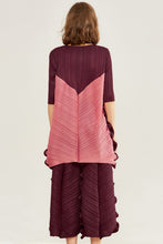 Load image into Gallery viewer, Two-Tone Accordion Pleated Top and Wide Leg Pants Set
