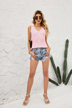 Load image into Gallery viewer, Eyelet V-Neck Sleeveless Knit Top