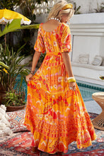 Load image into Gallery viewer, Bohemian Tie-Waist Tiered Maxi Dress