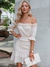 Load image into Gallery viewer, Frill Trim Off-Shoulder Layered Mini Dress