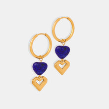Load image into Gallery viewer, Heart Shape Lapis Lazuli Dangle Earrings