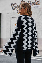 Load image into Gallery viewer, Geometric Slit Flare Sleeve Round Neck Sweater