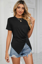 Load image into Gallery viewer, Ruched Round Neck Short Sleeve T-Shirt