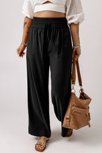Load image into Gallery viewer, Drawstring Smocked Waist Wide Leg Pants