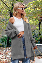 Load image into Gallery viewer, Openwork Long Sleeve Open Front Slit Cardigan