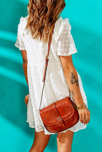 Load image into Gallery viewer, Swiss Dot Ruffle Shoulder V-Neck Babydoll Dress