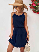 Load image into Gallery viewer, Frill Trim Spaghetti Strap Mini Dress