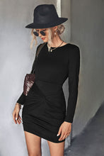 Load image into Gallery viewer, Twist Front Ruched Long Sleeve Mini Dress