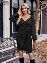 Load image into Gallery viewer, Asymmetrical Surplice Puff Sleeve Mini Dress