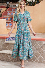 Load image into Gallery viewer, Paisley Print Flounce Sleeve Maxi Dress