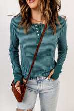 Load image into Gallery viewer, Striped Quarter-Snap Thumbhole Sleeve Top