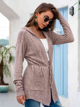 Load image into Gallery viewer, Cable-Knit Drawstring Hooded Cardigan