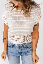 Load image into Gallery viewer, Scalloped Trim Openwork Knit Cropped Top