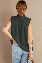 Load image into Gallery viewer, Buttoned Frill Trim Smocked Sleeveless Blouse