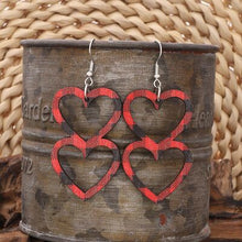 Load image into Gallery viewer, Cutout Heart Shape Wood Earrings