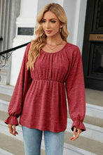 Load image into Gallery viewer, Round Neck Flounce Sleeve Blouse