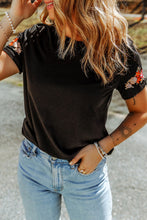 Load image into Gallery viewer, Embroidered Round Neck Tee Shirt