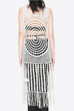 Load image into Gallery viewer, Tie Front Fringe Hem Sleeveless Cover Up