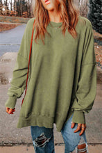 Load image into Gallery viewer, Dropped Shoulder Round Neck Long Sleeve Blouse