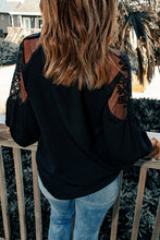Load image into Gallery viewer, Embroidered Tie-Neck Puff Sleeve Blouse