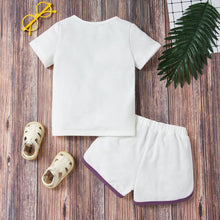 Load image into Gallery viewer, Kids Quarter Button T-Shirt and Drawstring Waist Shorts Set