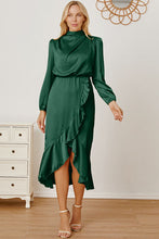Load image into Gallery viewer, Mock Neck Ruffled Asymmetrical Dress
