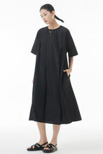 Load image into Gallery viewer, Seam Detail Frill Trim Zip-Back Midi Dress