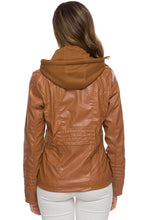 Load image into Gallery viewer, Zipper Front Hooded PU Leather Jacket