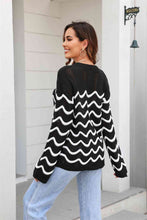 Load image into Gallery viewer, Wave Pattern Round Neck Long Sleeve Sweater