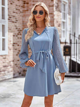 Load image into Gallery viewer, Tied Swiss Dot Long Sleeve Mini Dress
