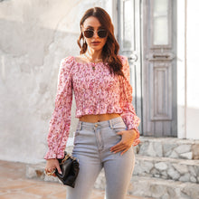 Load image into Gallery viewer, Floral Bubble Sleeve Smocked Top
