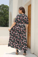 Load image into Gallery viewer, Plus Size Floral V-Neck Maxi Dress