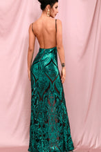 Load image into Gallery viewer, Contrast Sequin Backless Split Cami Dress