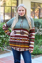 Load image into Gallery viewer, Celeste Design Full Size Geometric Turtleneck Drawstring Knit Top