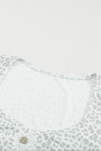 Load image into Gallery viewer, Leopard Buttoned Lace Trim Round Neck Top