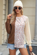 Load image into Gallery viewer, Leopard Round Neck Long Sleeve Blouse