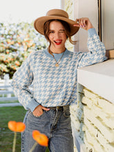 Load image into Gallery viewer, Houndstooth Ribbed Trim Sweater