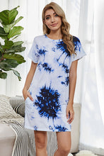 Load image into Gallery viewer, Tie-Dye Round Neck Tee Dress with Pockets
