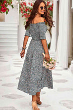 Load image into Gallery viewer, Printed Off-Shoulder Half Sleeve Midi Dress