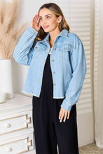 Load image into Gallery viewer, Double Take Dropped Shoulder Raw Hem Denim Jacket