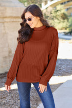 Load image into Gallery viewer, Basic Bae Full Size Ribbed Exposed Seam Mock Neck Knit Top
