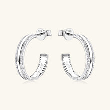Load image into Gallery viewer, 925 Sterling Silver Inlaid Moissanite C-Hoop Earrings